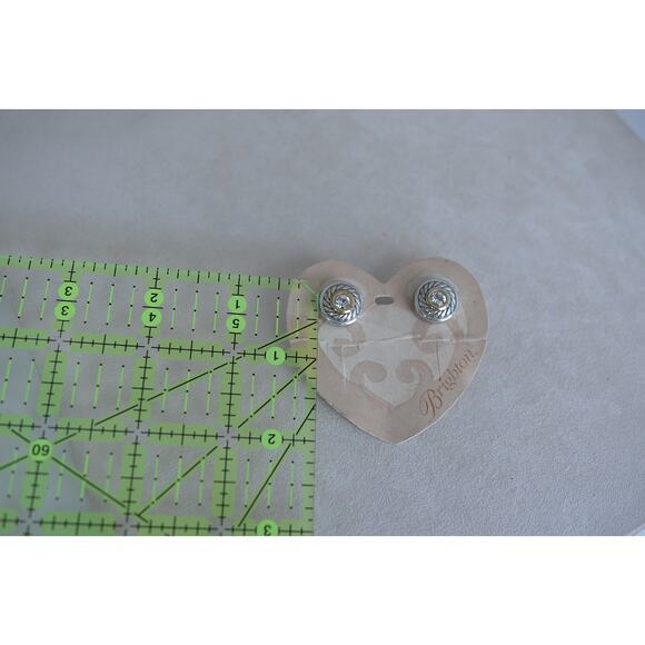 Brighton Heiress Post Back Earrings Silver Plated Clear Crystals Retired Design - Picture 7 of 7